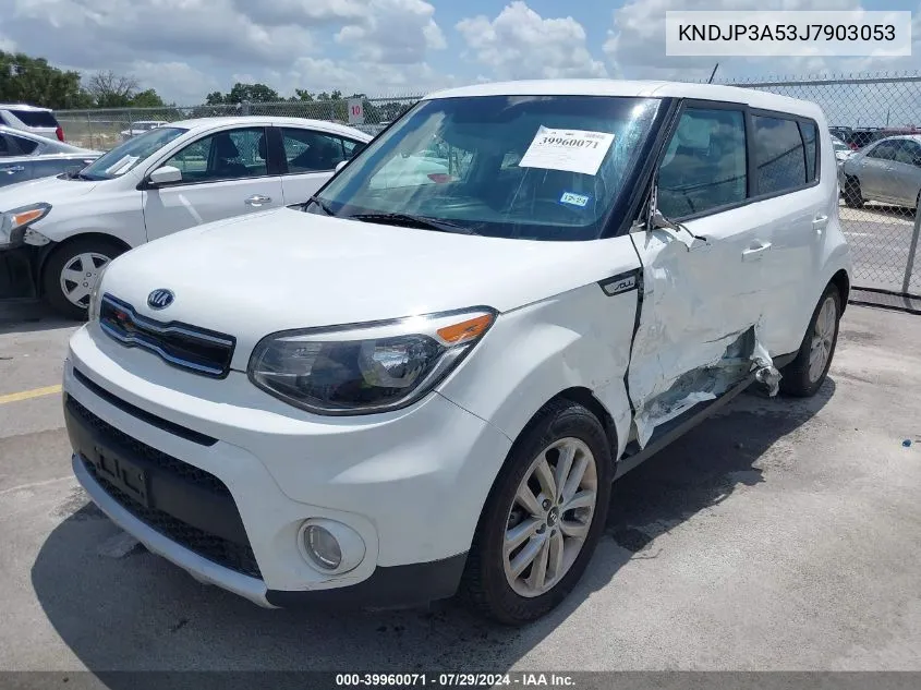 2018 Kia Soul + VIN: KNDJP3A53J7903053 Lot: 39960071