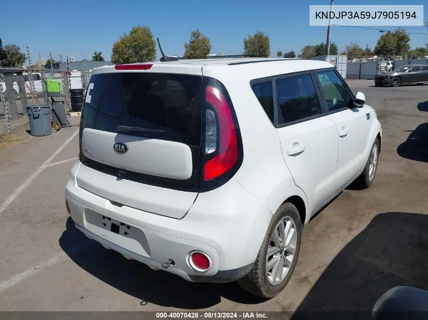 2018 Kia Soul + VIN: KNDJP3A59J7905194 Lot: 40070428