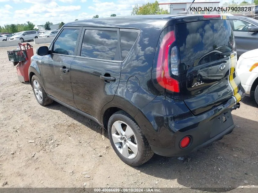 2018 Kia Soul VIN: KNDJN2A26J7903828 Lot: 40086699