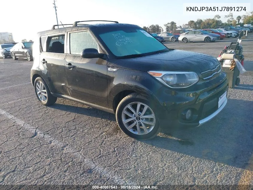 2018 Kia Soul + VIN: KNDJP3A51J7891274 Lot: 40087543