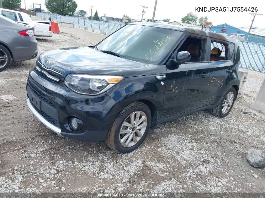 2018 Kia Soul + VIN: KNDJP3A51J7554426 Lot: 40136070