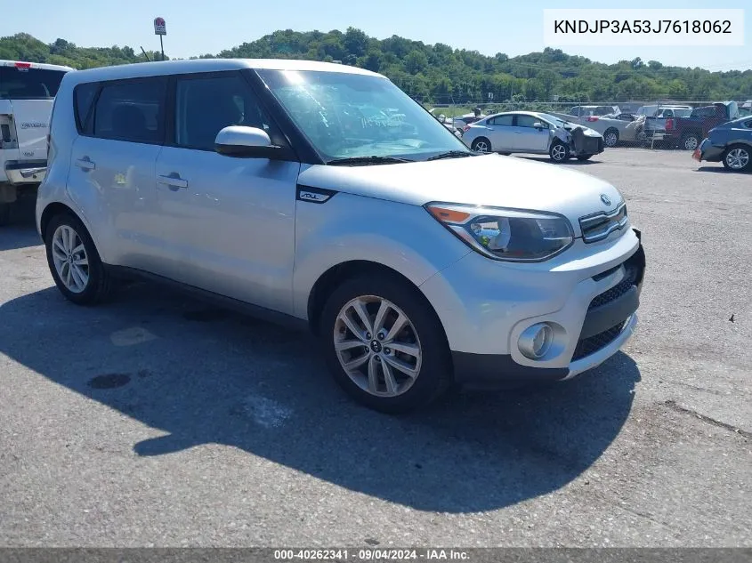 2018 Kia Soul + VIN: KNDJP3A53J7618062 Lot: 40262341