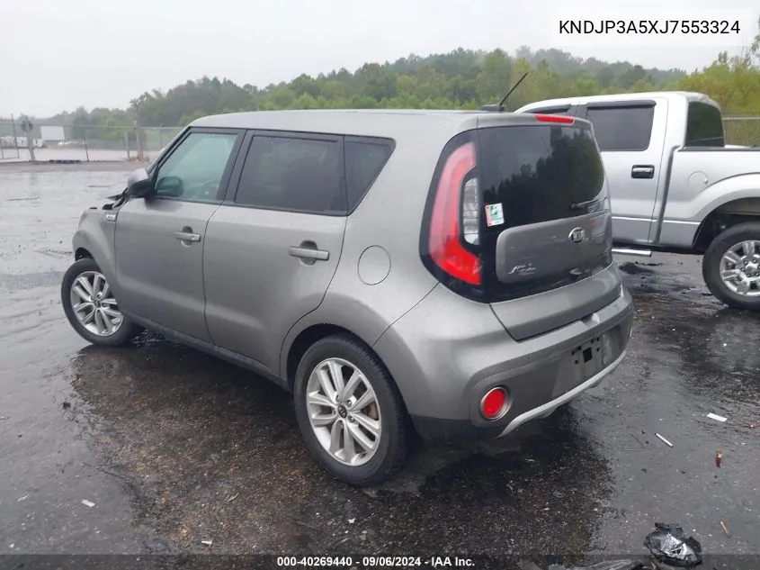 2018 Kia Soul + VIN: KNDJP3A5XJ7553324 Lot: 40269440