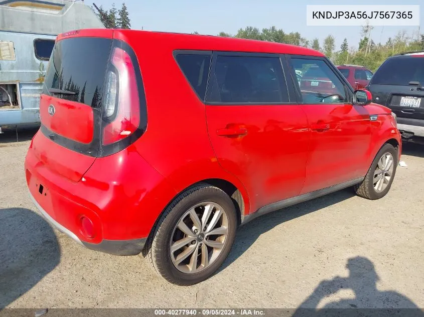 2018 Kia Soul + VIN: KNDJP3A56J7567365 Lot: 40277940