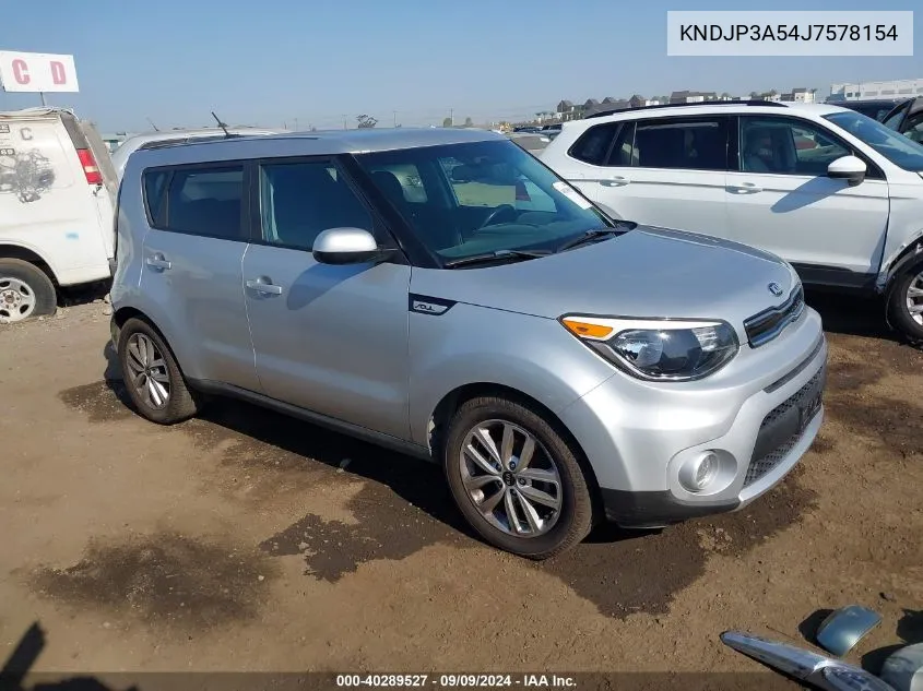 2018 Kia Soul + VIN: KNDJP3A54J7578154 Lot: 40289527