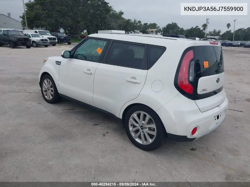 2018 Kia Soul + VIN: KNDJP3A56J7559900 Lot: 40294215