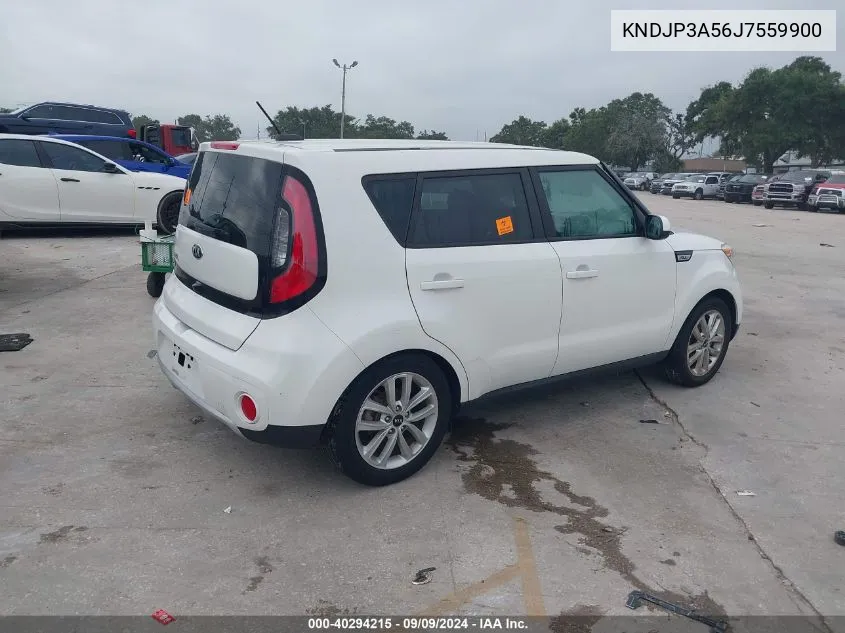 2018 Kia Soul + VIN: KNDJP3A56J7559900 Lot: 40294215