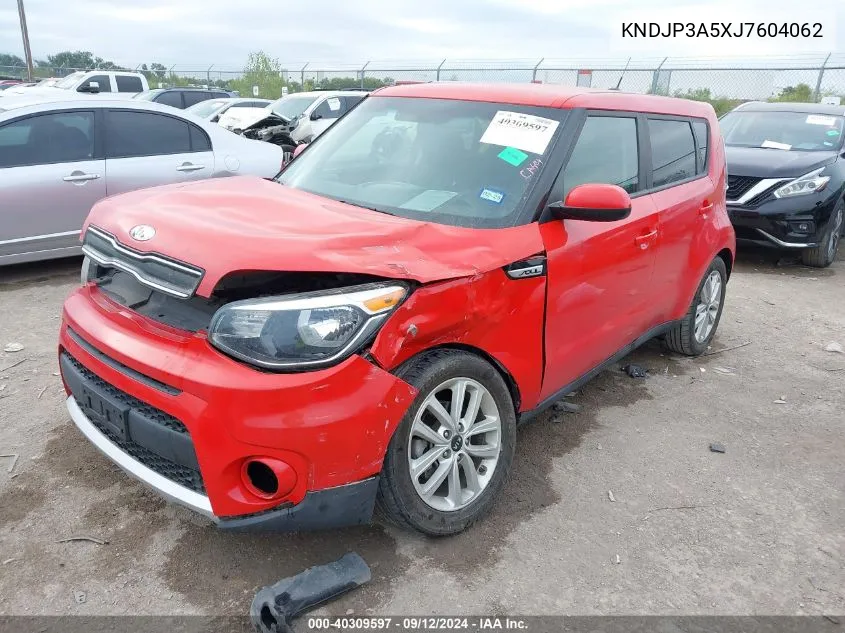 2018 Kia Soul + VIN: KNDJP3A5XJ7604062 Lot: 40309597