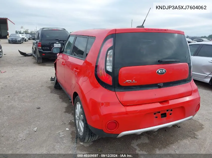 2018 Kia Soul + VIN: KNDJP3A5XJ7604062 Lot: 40309597