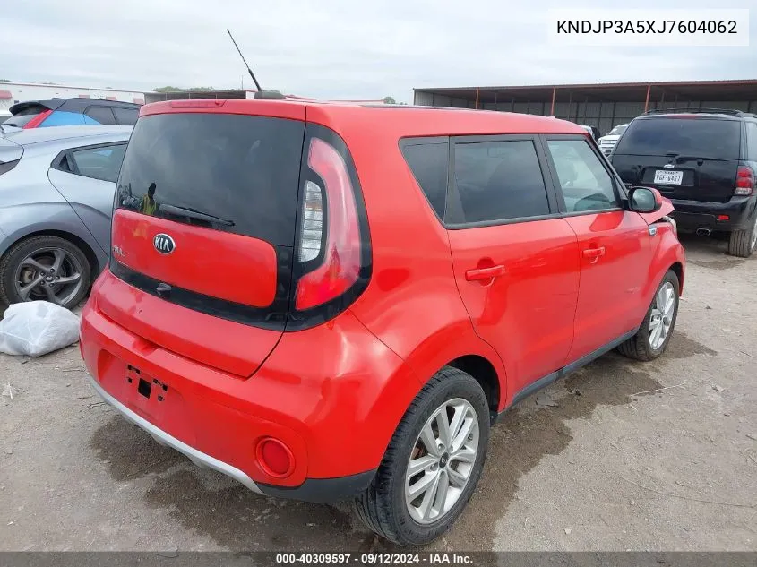 2018 Kia Soul + VIN: KNDJP3A5XJ7604062 Lot: 40309597