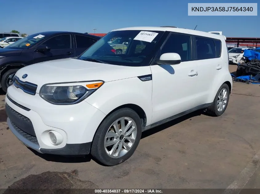 2018 Kia Soul + VIN: KNDJP3A58J7564340 Lot: 40354837