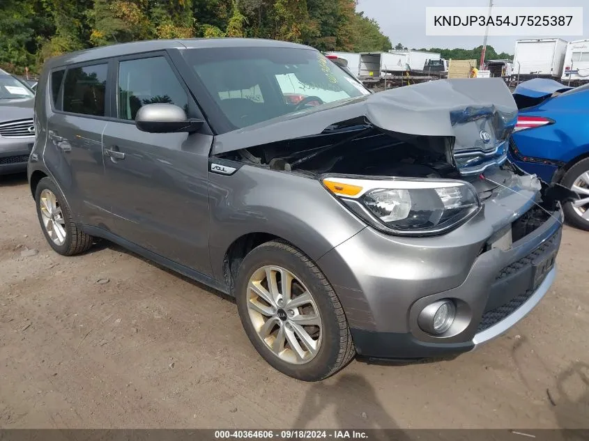 2018 Kia Soul + VIN: KNDJP3A54J7525387 Lot: 40364606