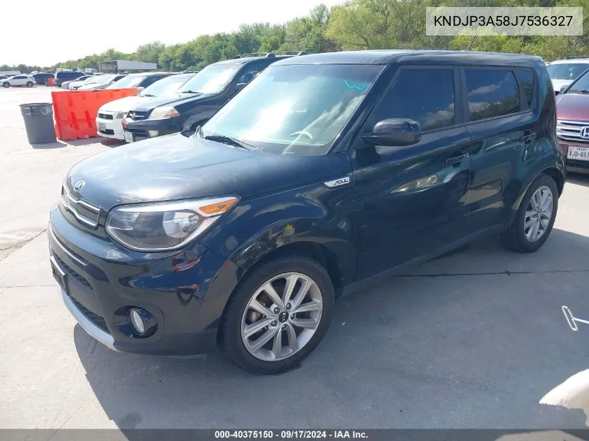 2018 Kia Soul + VIN: KNDJP3A58J7536327 Lot: 40375150