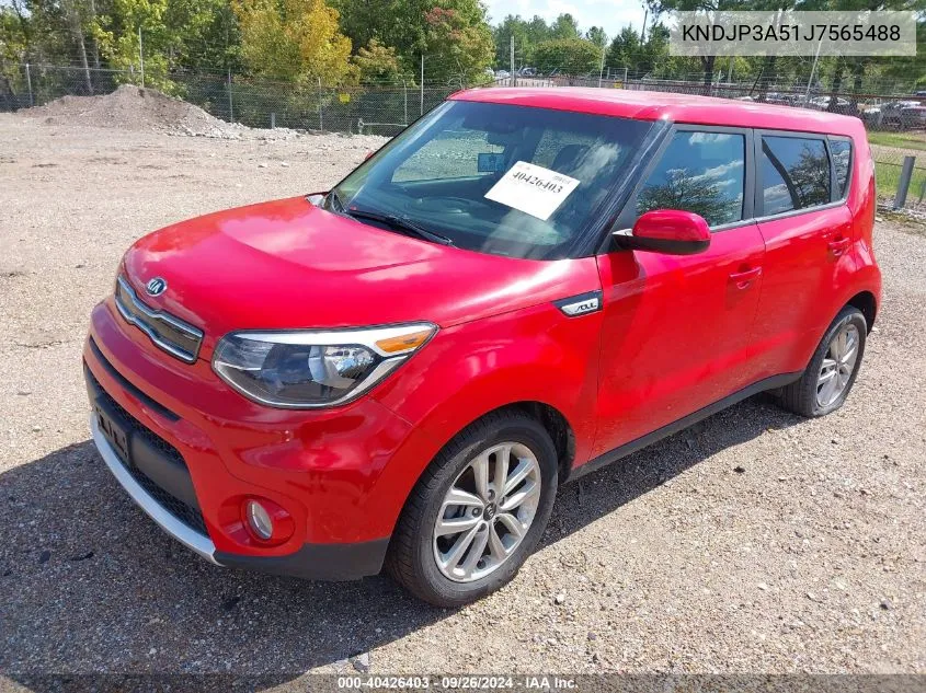 2018 Kia Soul + VIN: KNDJP3A51J7565488 Lot: 40426403