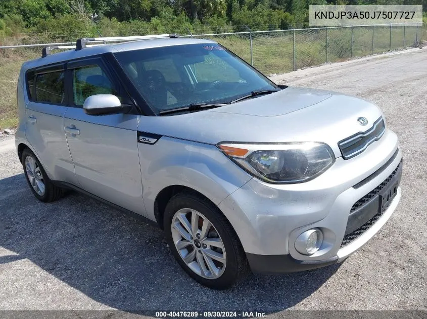 2018 Kia Soul + VIN: KNDJP3A50J7507727 Lot: 40476289