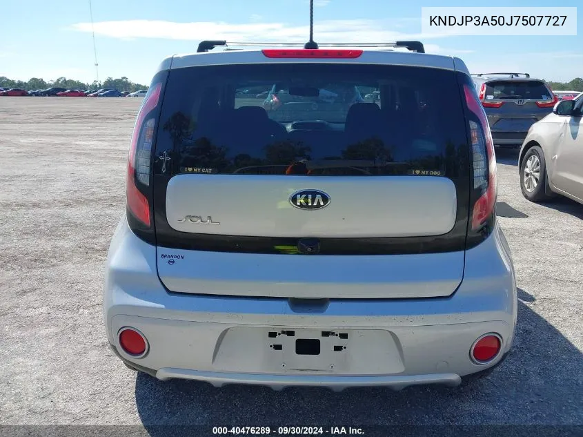 2018 Kia Soul + VIN: KNDJP3A50J7507727 Lot: 40476289