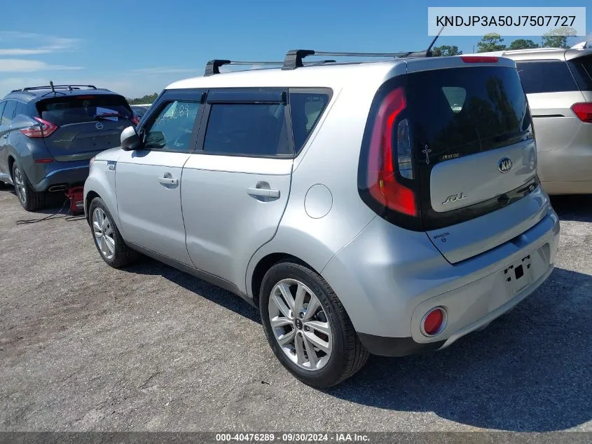 2018 Kia Soul + VIN: KNDJP3A50J7507727 Lot: 40476289