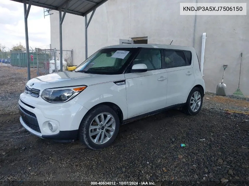 2018 Kia Soul + VIN: KNDJP3A5XJ7506150 Lot: 40534012