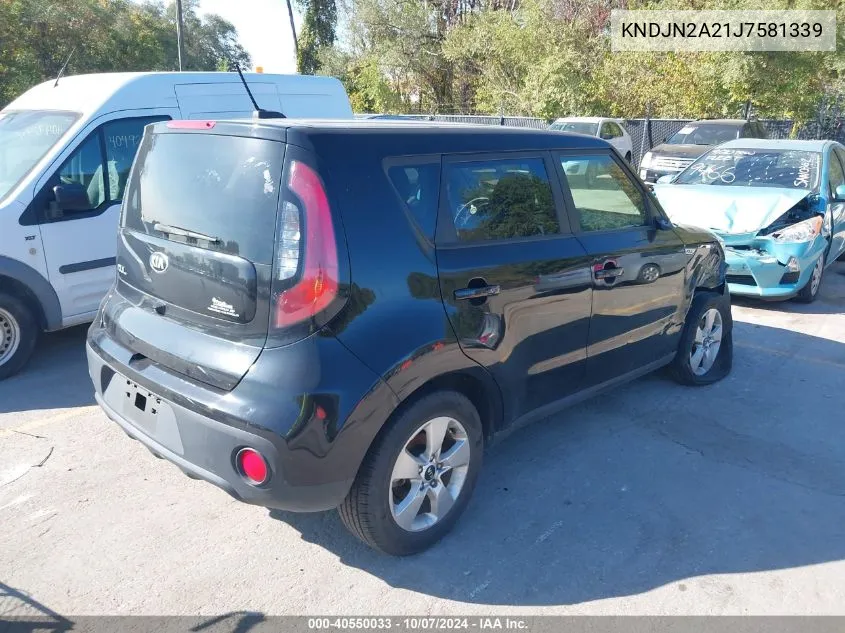 2018 Kia Soul VIN: KNDJN2A21J7581339 Lot: 40550033