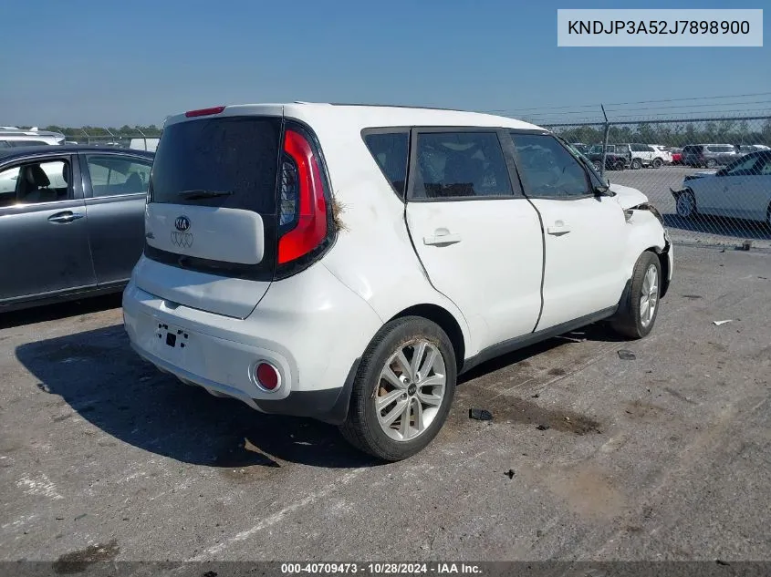 2018 Kia Soul + VIN: KNDJP3A52J7898900 Lot: 40709473