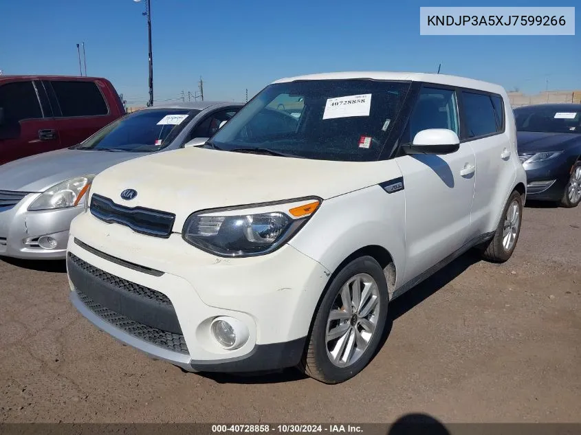 2018 Kia Soul + VIN: KNDJP3A5XJ7599266 Lot: 40728858