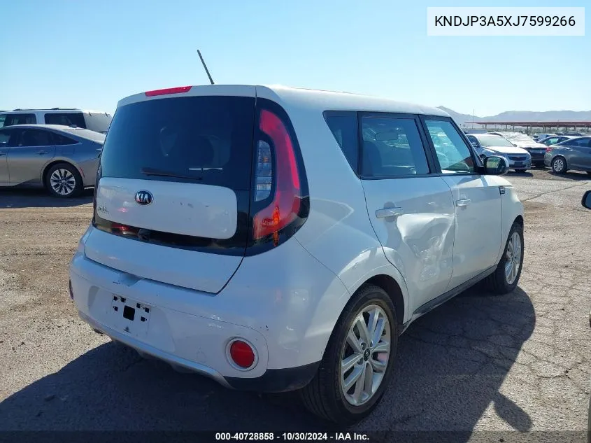 2018 Kia Soul + VIN: KNDJP3A5XJ7599266 Lot: 40728858