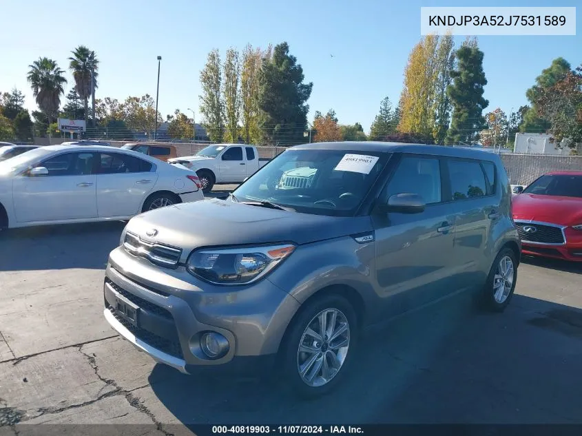 2018 Kia Soul + VIN: KNDJP3A52J7531589 Lot: 40819903