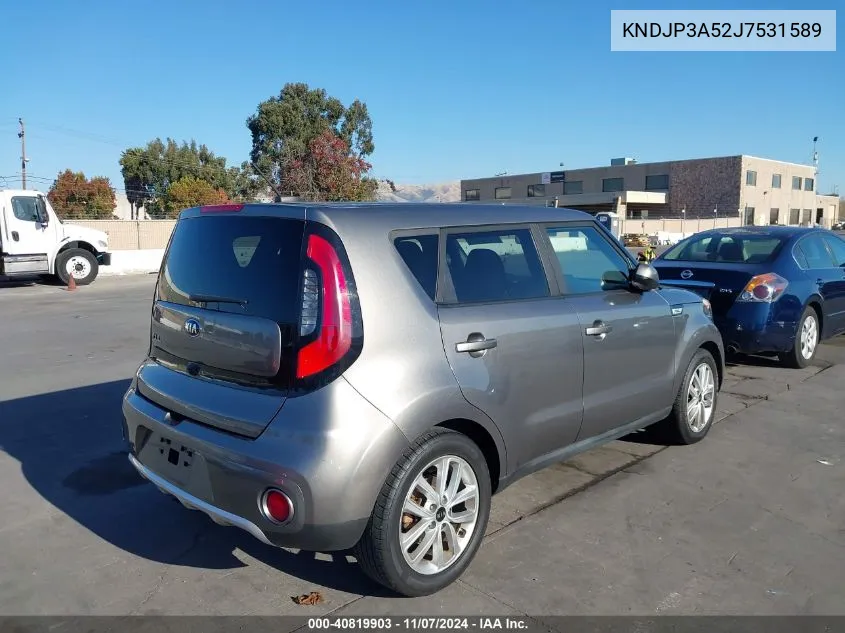 2018 Kia Soul + VIN: KNDJP3A52J7531589 Lot: 40819903