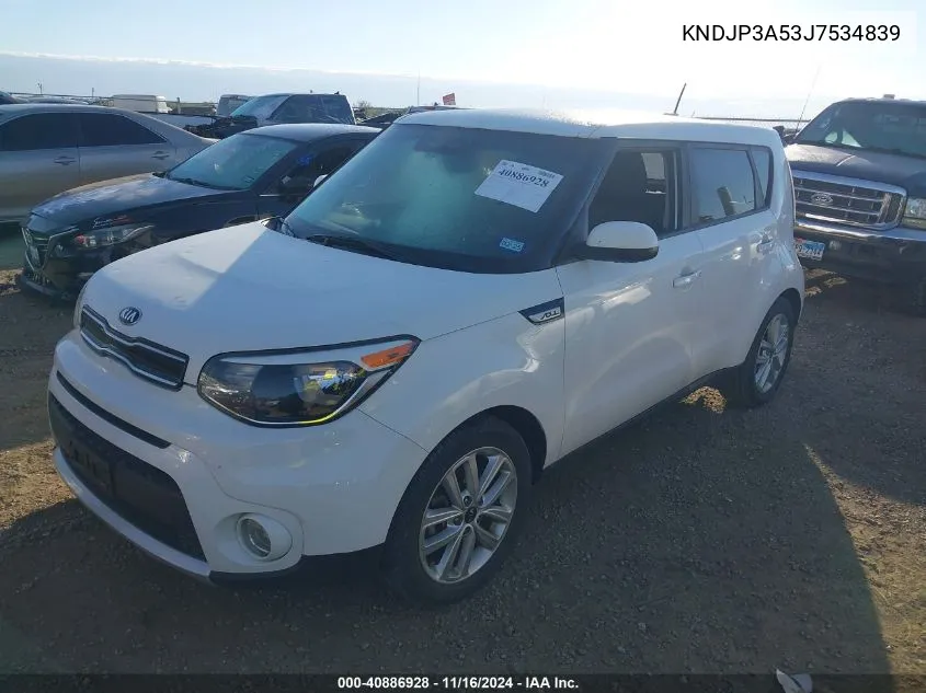 2018 Kia Soul + VIN: KNDJP3A53J7534839 Lot: 40886928