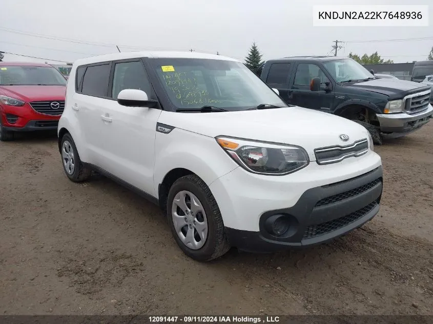 2019 Kia Soul VIN: KNDJN2A22K7648936 Lot: 12091447