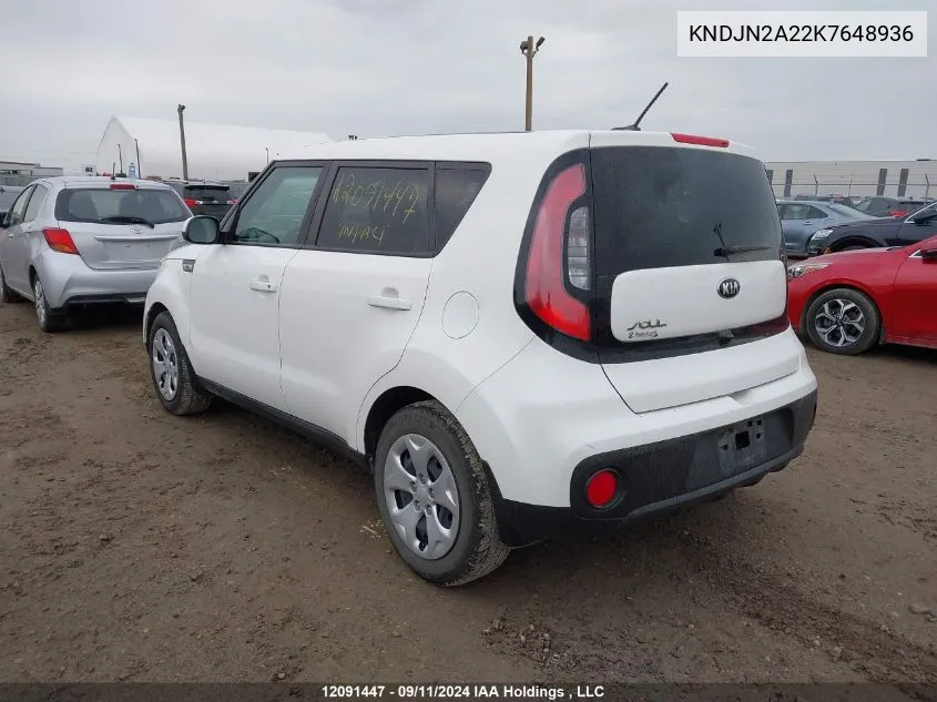 2019 Kia Soul VIN: KNDJN2A22K7648936 Lot: 12091447