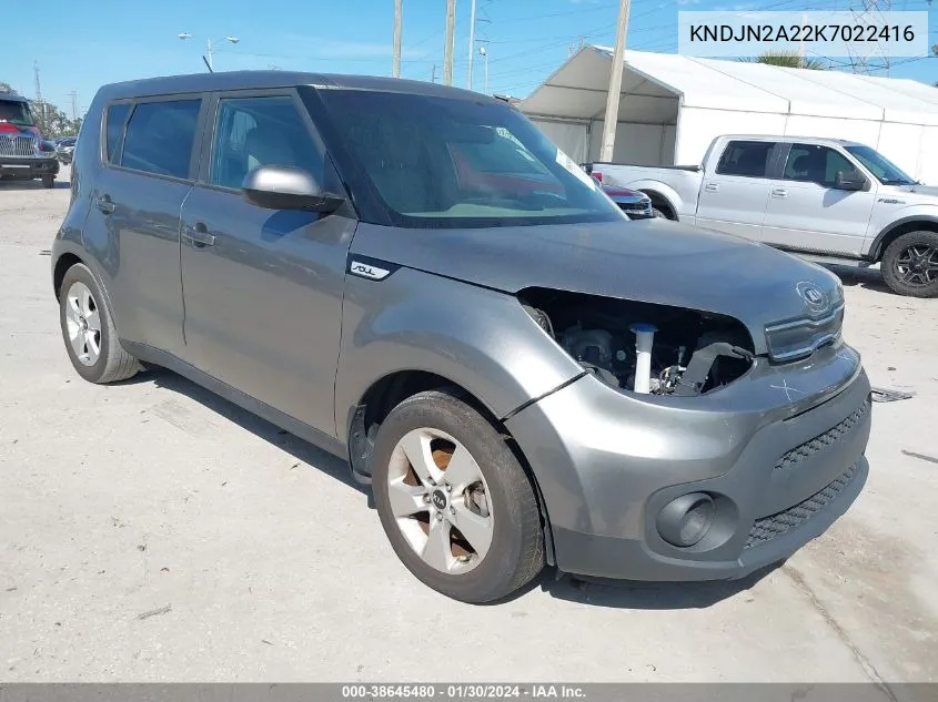 2019 Kia Soul VIN: KNDJN2A22K7022416 Lot: 38645480