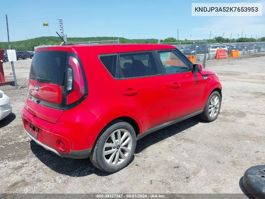 2019 Kia Soul + VIN: KNDJP3A52K7653953 Lot: 39327367