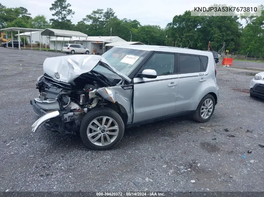 2019 Kia Soul + VIN: KNDJP3A53K7673810 Lot: 39420372