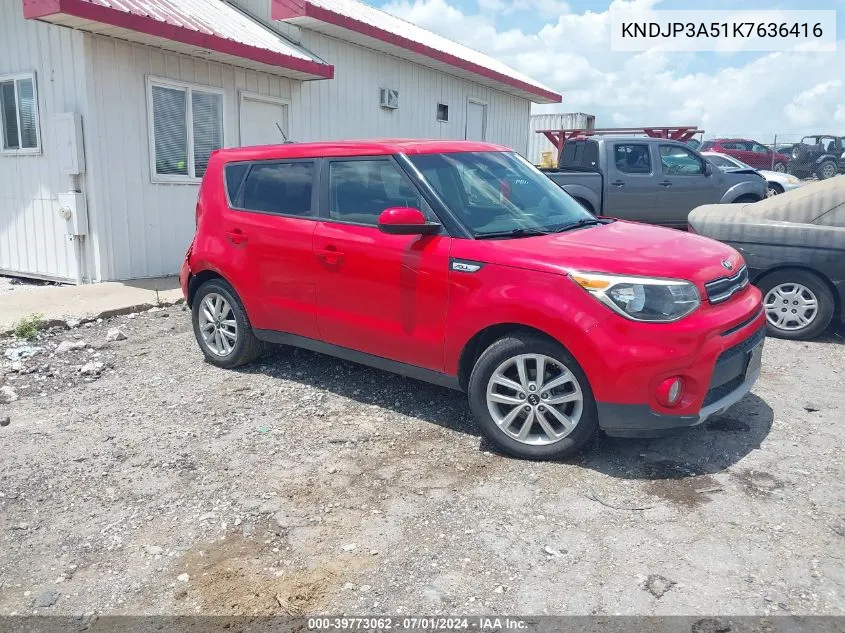 2019 Kia Soul + VIN: KNDJP3A51K7636416 Lot: 39773062