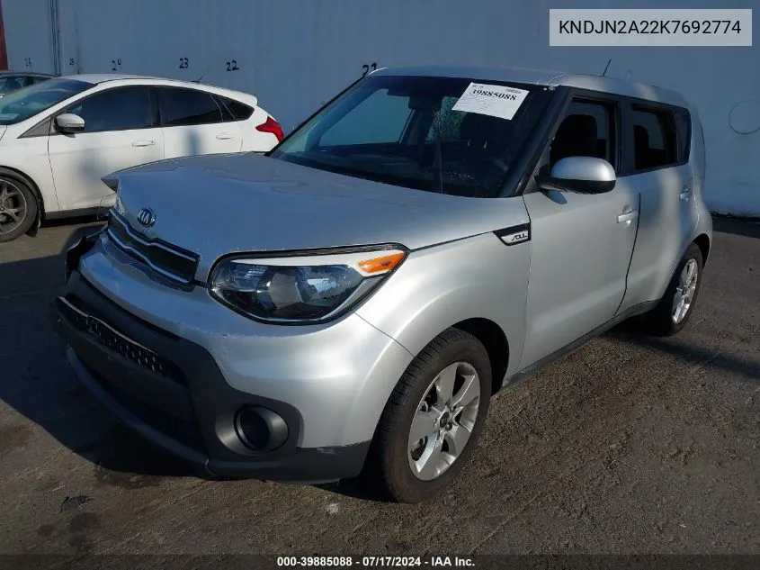 2019 Kia Soul VIN: KNDJN2A22K7692774 Lot: 39885088