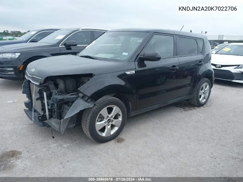 2019 Kia Soul VIN: KNDJN2A20K7022706 Lot: 39960619