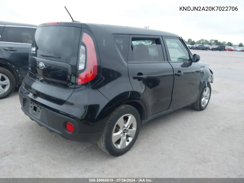 2019 Kia Soul VIN: KNDJN2A20K7022706 Lot: 39960619