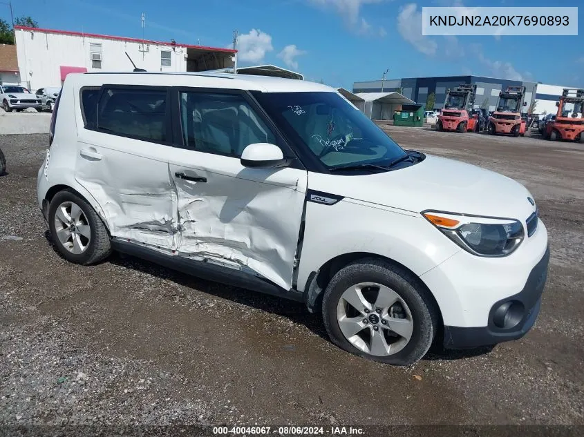 2019 Kia Soul VIN: KNDJN2A20K7690893 Lot: 40046067