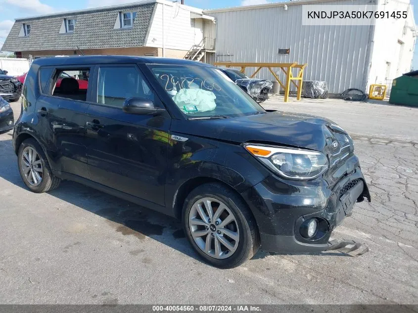 2019 Kia Soul + VIN: KNDJP3A50K7691455 Lot: 40054560