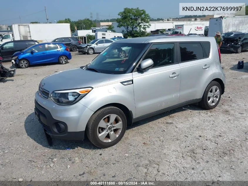 2019 Kia Soul VIN: KNDJN2A22K7699997 Lot: 40111888