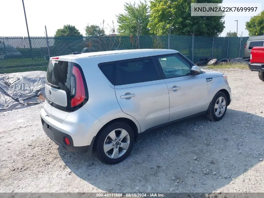 2019 Kia Soul VIN: KNDJN2A22K7699997 Lot: 40111888