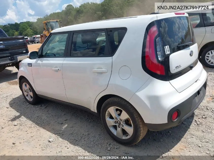 2019 Kia Soul VIN: KNDJN2A27K7917724 Lot: 40223320