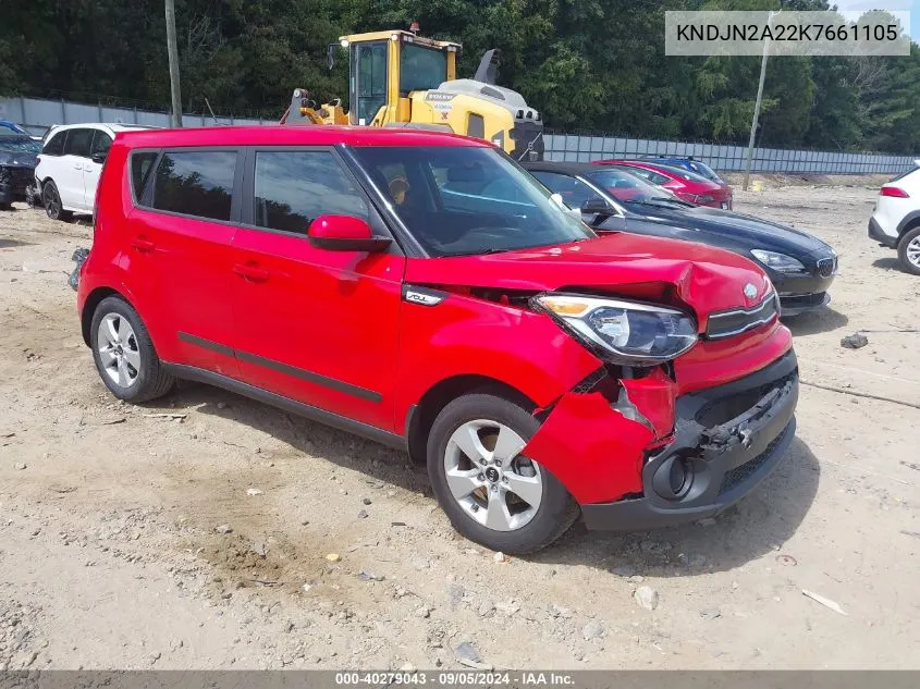 2019 Kia Soul VIN: KNDJN2A22K7661105 Lot: 40279043