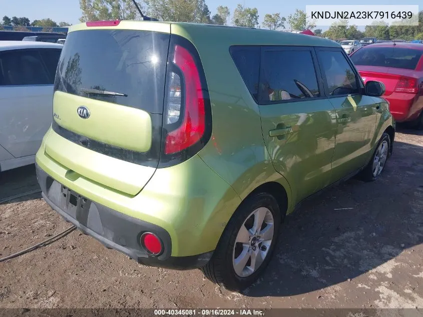 2019 Kia Soul VIN: KNDJN2A23K7916439 Lot: 40345081