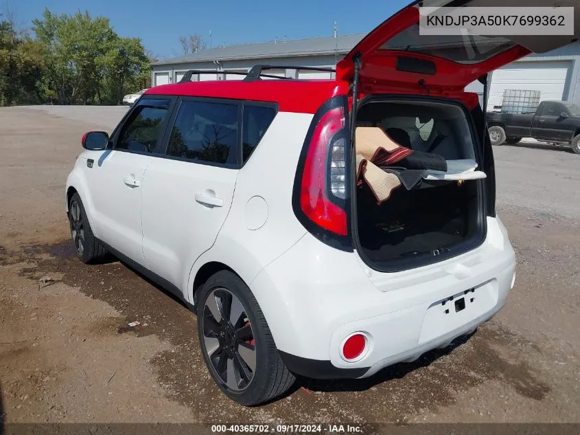 2019 Kia Soul + VIN: KNDJP3A50K7699362 Lot: 40365702