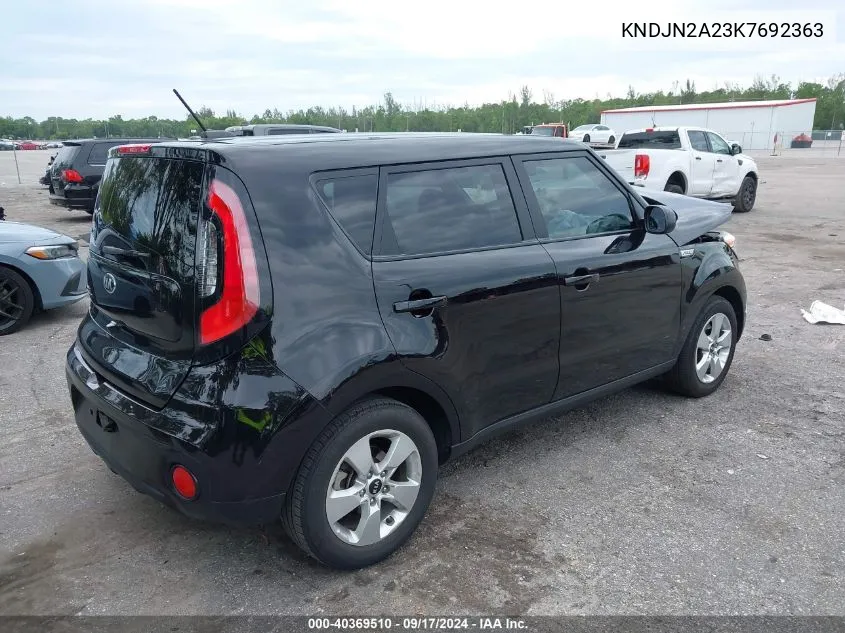 2019 Kia Soul VIN: KNDJN2A23K7692363 Lot: 40369510