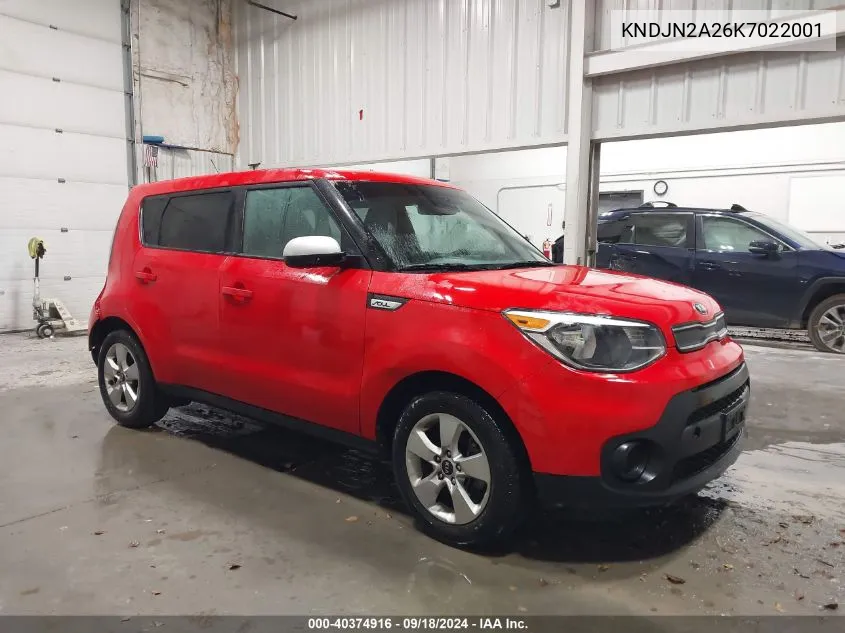 2019 Kia Soul VIN: KNDJN2A26K7022001 Lot: 40374916