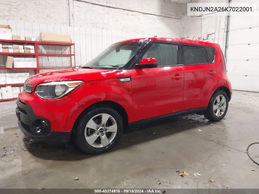 2019 Kia Soul VIN: KNDJN2A26K7022001 Lot: 40374916