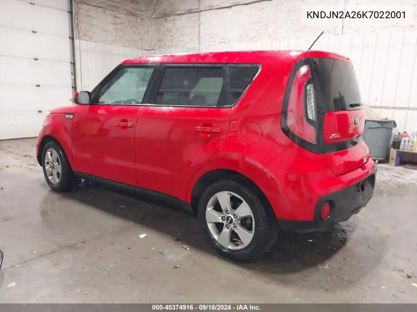 2019 Kia Soul VIN: KNDJN2A26K7022001 Lot: 40374916